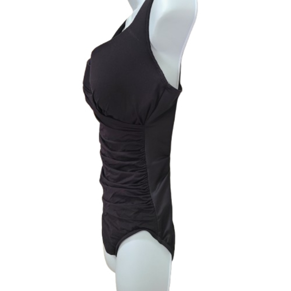 Miraclesuit Escape One Piece Elegant Black Swimsuit Ruching Compression - Picture 4 of 8
